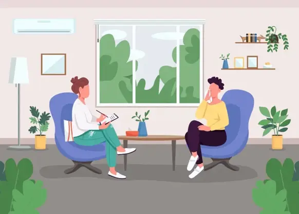 Illustration of a comfortable, supportive therapy environment at Pure Mind Therapy
